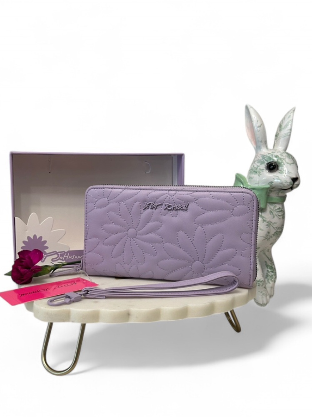 🌼 Betsey Johnson Quilted Wildflower Wallet Lavender NWT